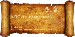Válik Henrietta névjegykártya